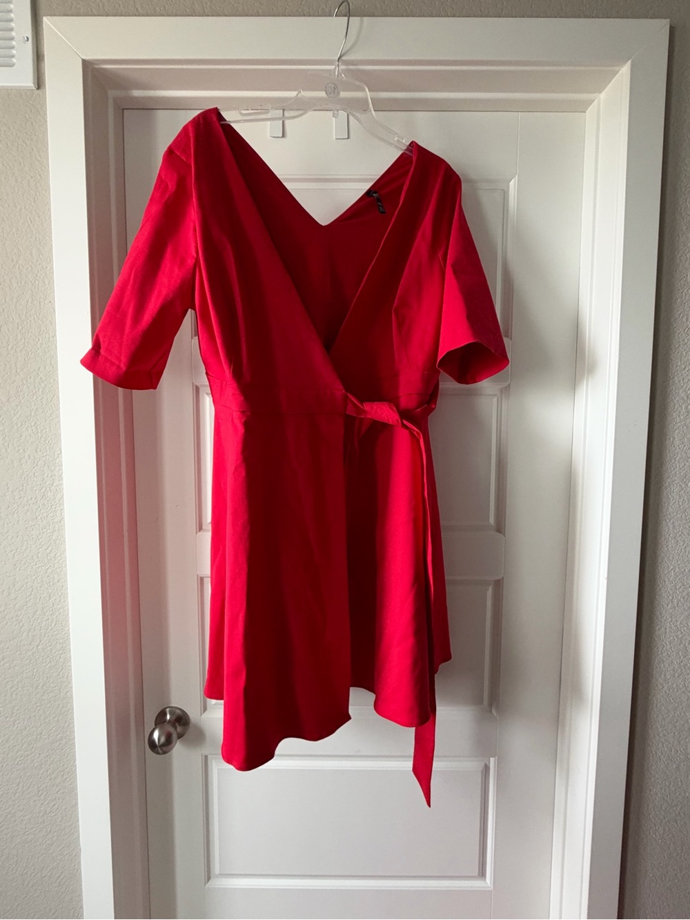 Zara Women’s Red Wrapped Pleated Quarter Sleeve Mini Dress - Picture 6 of 13